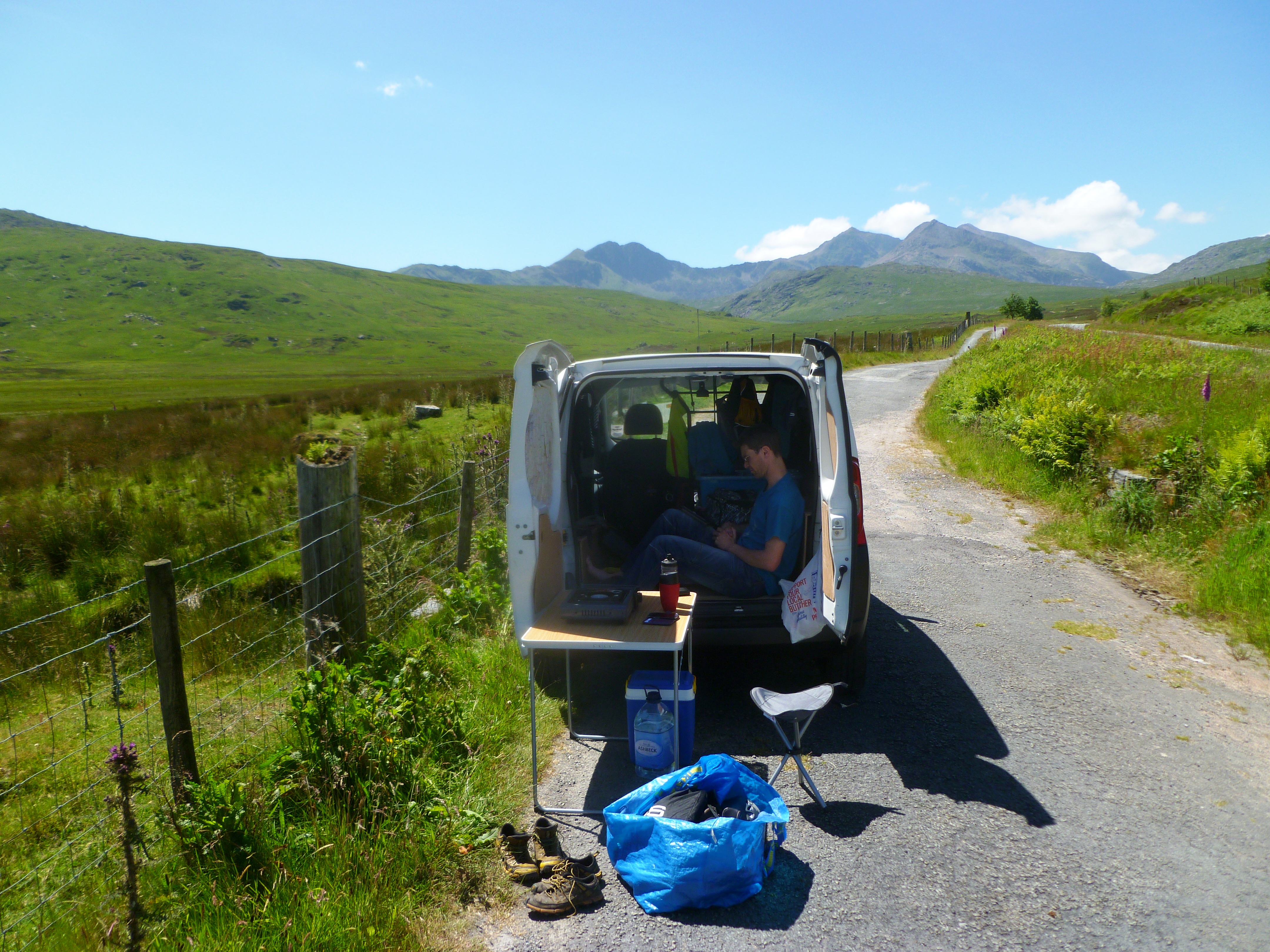 Taking time to read on a rest day in Snowdonia