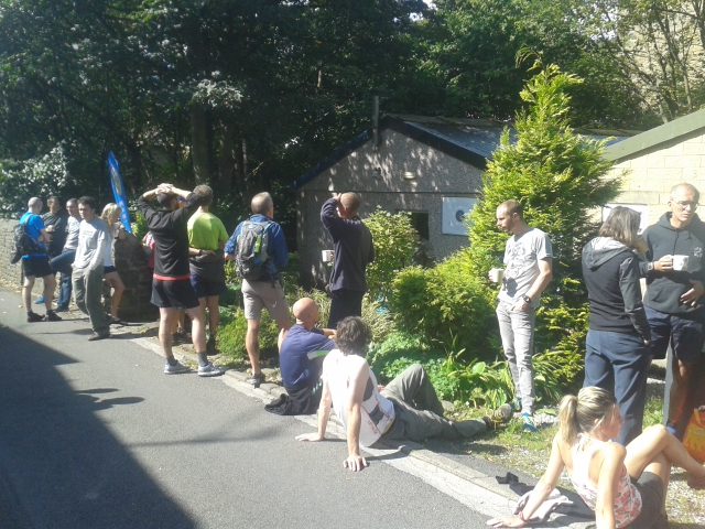 Post race runners awaiting results