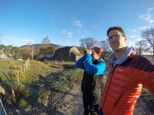 Lynne and Tim keeping an eye on progress on Clough Head